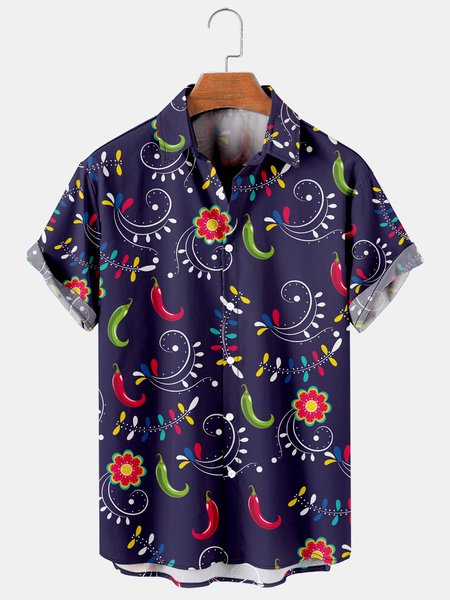 Men's Cinco de Mayo Chili Print Casual Breathable Short Sleeve Shirt, Blue, Men's Floral shirt
Men's Cinco de Mayo Chili Print Casual Breathable Short Sleeve Shirt, Blue, Men's Floral shirt
