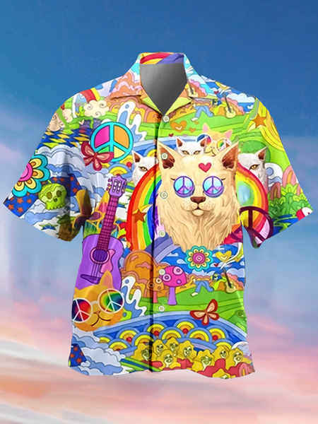 Holiday Leisure Music Elements Hippie Culture And Animal Pattern Hawaiian Style Printed Shirt Top, As picture, Men's Floral shirt
Holiday Leisure Music Elements Hippie Culture And Animal Pattern Hawaiian Style Printed Shirt Top, As picture, Men's Floral shirt