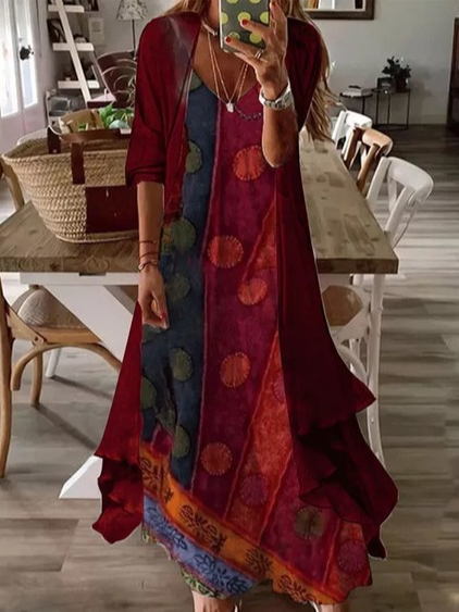 Regular Fit Polka Dots Short Sleeve Two Piece Knit Dress, Red, Dresses
Regular Fit Polka Dots Short Sleeve Two Piece Knit Dress, Red, Dresses