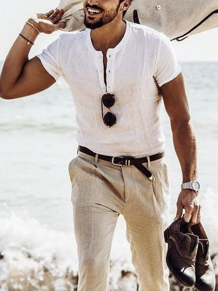 Cotton Linen Style American Casual Basic Versatile Linen Shirt, White, Men's basic shirt
Cotton Linen Style American Casual Basic Versatile Linen Shirt, White, Men's basic shirt