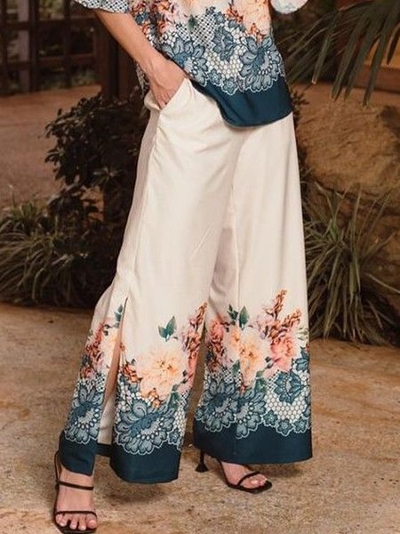 Vacation Floral Wide Leg Daily Pants, Beige, Wide Leg Pants
Vacation Floral Wide Leg Daily Pants, Beige, Wide Leg Pants