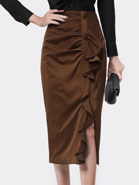 Summer Flouncing Lightweight Zipper fly Plain Regular Fit Long Skirt, Brown, Midi Dresses
Summer Flouncing Lightweight Zipper fly Plain Regular Fit Long Skirt, Brown, Midi Dresses