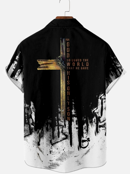 Men's Casual Gradient Cross Letter Print Short Sleeve Shirt, Black-white, Short Sleeves Shirts
Men's Casual Gradient Cross Letter Print Short Sleeve Shirt, Black-white, Short Sleeves Shirts