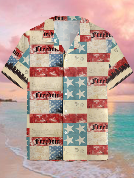 Casual Style Culture Series American Flag Element Pattern Lapel Short-Sleeved Printed Shirt Top, As picture, Men's Floral shirt
Casual Style Culture Series American Flag Element Pattern Lapel Short-Sleeved Printed Shirt Top, As picture, Men's Floral shirt