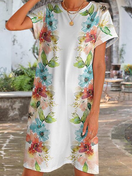 Vacation Floral Printed Casual Loosen Crew Neck Short Sleeve Midi Knit Dress, Flower, Mini Dresses
Vacation Floral Printed Casual Loosen Crew Neck Short Sleeve Midi Knit Dress, Flower, Mini Dresses