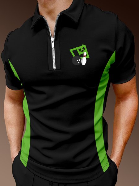 Casual Sports Collection Geometric And Bowling Elements Lapel Short-Sleeved Polo Print Top, Black, Men's t-shirts
Casual Sports Collection Geometric And Bowling Elements Lapel Short-Sleeved Polo Print Top, Black, Men's t-shirts