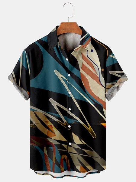 Mens Geometric Contrast Print Casual Breathable Short Sleeve Shirt, Black, Men's Floral shirt
Mens Geometric Contrast Print Casual Breathable Short Sleeve Shirt, Black, Men's Floral shirt