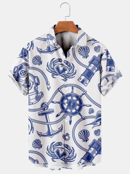 Mens Crab Anchor Print Casual Breathable Hawaiian Short Sleeve Shirt, Blue, Men's Floral shirt
Mens Crab Anchor Print Casual Breathable Hawaiian Short Sleeve Shirt, Blue, Men's Floral shirt
