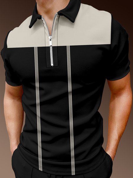Casual Art Collection Striped Geometric Lapel Short Sleeve Polo Print Top, Black, Men's t-shirts
Casual Art Collection Striped Geometric Lapel Short Sleeve Polo Print Top, Black, Men's t-shirts