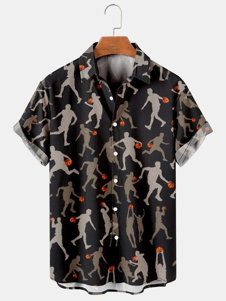 Mens Basketball Print Lapel Loose Short Sleeve Funky Hawaiian Shirts, Black, Men's Floral shirt
Mens Basketball Print Lapel Loose Short Sleeve Funky Hawaiian Shirts, Black, Men's Floral shirt