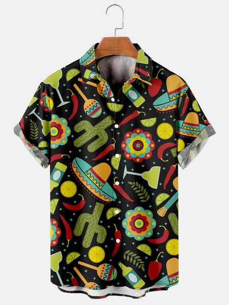Mens Cinco de Mayo Cactus Print Casual Breathable Bowling Shirt, Black, Men's Floral shirt
Mens Cinco de Mayo Cactus Print Casual Breathable Bowling Shirt, Black, Men's Floral shirt