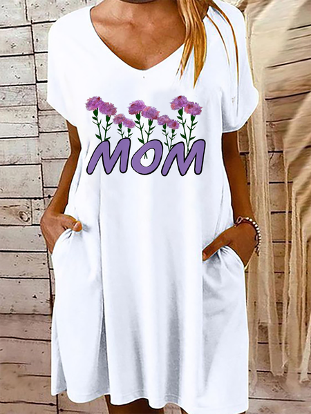 Mother’s Day Letter Print Casual V Neck Short Sleeve Loosen Mini Dress, White, Dresses
Mother’s Day Letter Print Casual V Neck Short Sleeve Loosen Mini Dress, White, Dresses