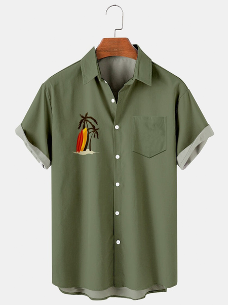 Resort Style Hawaiian Series Coconut Tree Element Lapel Short-Sleeved Shirt Print Top, Green, Men's Floral shirt
Resort Style Hawaiian Series Coconut Tree Element Lapel Short-Sleeved Shirt Print Top, Green, Men's Floral shirt