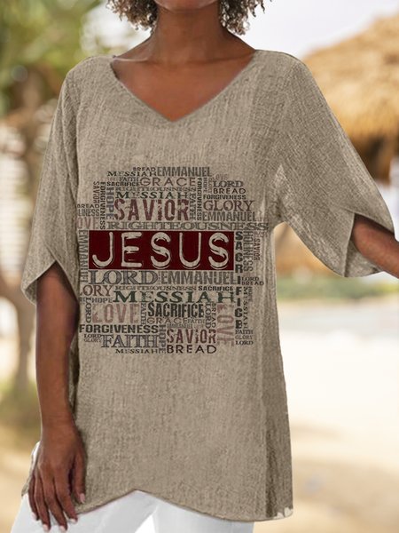 Letter Printed Regular Fit Short Sleeve V Neck Md-long Tops, Khaki, T-Shirts
Letter Printed Regular Fit Short Sleeve V Neck Md-long Tops, Khaki, T-Shirts