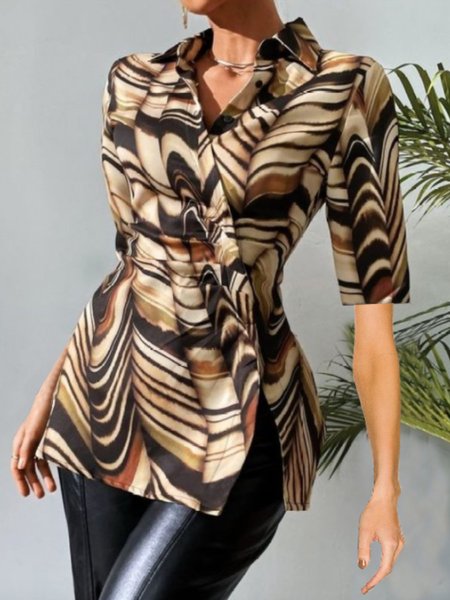 Summer Lightweight Short sleeve Shirt Collar Short Sleeve Daily Blouse, Brown, Blouses and Shirts
Summer Lightweight Short sleeve Shirt Collar Short Sleeve Daily Blouse, Brown, Blouses and Shirts