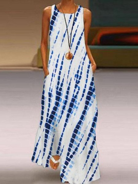 Tie Dye Catwalk Style Round Neck Sleeveless A-line Maxi Dresses, Blue, Maxi Dresses
Tie Dye Catwalk Style Round Neck Sleeveless A-line Maxi Dresses, Blue, Maxi Dresses