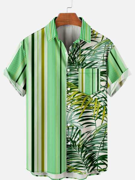 Men's Casual Striped Botanical Print Short Sleeve Shirt, Green, Short Sleeves Shirts
Men's Casual Striped Botanical Print Short Sleeve Shirt, Green, Short Sleeves Shirts