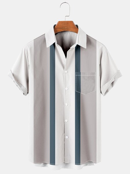 Mens Retro Striped Print Lapel Loose Short Sleeve Funky Bowling Shirts, Gray, Men's Floral shirt
Mens Retro Striped Print Lapel Loose Short Sleeve Funky Bowling Shirts, Gray, Men's Floral shirt