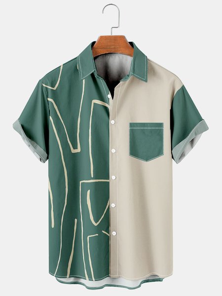 Mens Striped Geometric Print Casual Breathable Hawaiian Short Sleeve Shirt, Green, Men's Floral shirt
Mens Striped Geometric Print Casual Breathable Hawaiian Short Sleeve Shirt, Green, Men's Floral shirt