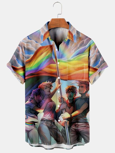 Men's LGBT Rainbow Print Loose Short Sleeve Hawaiian Shirt, As picture, Men's Floral shirt
Men's LGBT Rainbow Print Loose Short Sleeve Hawaiian Shirt, As picture, Men's Floral shirt