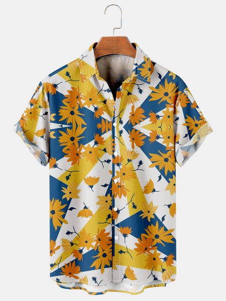 Mens Geometric Botanical Print Casual Breathable Short Sleeve Shirt, Yellow, Men's Floral shirt
Mens Geometric Botanical Print Casual Breathable Short Sleeve Shirt, Yellow, Men's Floral shirt