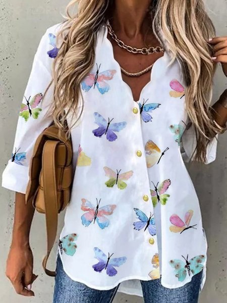 Casual Butterfly Long Sleeve V Neck Plus Size Printed Tops Blouses, White, Blouses & Shirts
Casual Butterfly Long Sleeve V Neck Plus Size Printed Tops Blouses, White, Blouses & Shirts