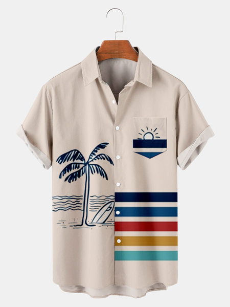 Resort Style Hawaiian Series Coconut Tree Element Lapel Short-Sleeved Shirt Print Top, Apricot, Men's Floral shirt
Resort Style Hawaiian Series Coconut Tree Element Lapel Short-Sleeved Shirt Print Top, Apricot, Men's Floral shirt