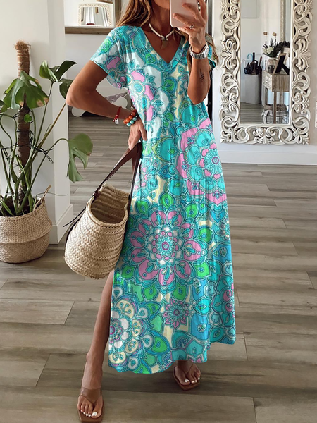 Plus size V Neck Hippie Printed Short Sleeve Casual Dress, Multicolor, Maxi Dresses
Plus size V Neck Hippie Printed Short Sleeve Casual Dress, Multicolor, Maxi Dresses