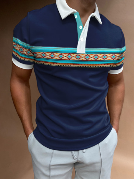 Casual Art Collection Striped Geometric Color Block Lapel Short Sleeve Polo Print Top, Navy blue, Men's t-shirts
Casual Art Collection Striped Geometric Color Block Lapel Short Sleeve Polo Print Top, Navy blue, Men's t-shirts