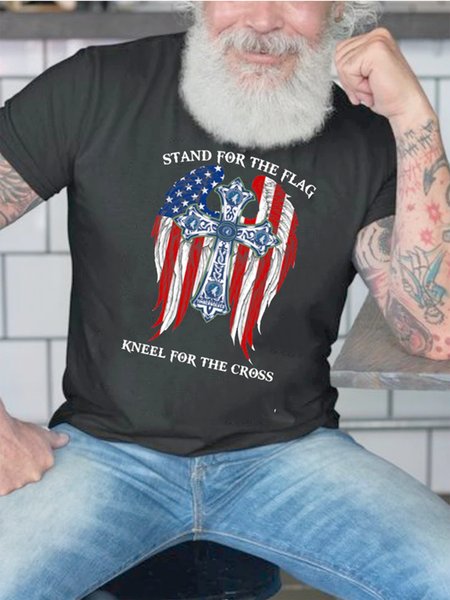 American Flag Cross Letter Print Men's Casual Short Sleeve T-Shirt, Black, T-Shirts
American Flag Cross Letter Print Men's Casual Short Sleeve T-Shirt, Black, T-Shirts