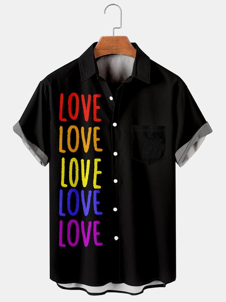 Men's Rainbow LOVE Print Casual Short Sleeve Hawaiian Shirt, Black, Men's Floral shirt
Men's Rainbow LOVE Print Casual Short Sleeve Hawaiian Shirt, Black, Men's Floral shirt