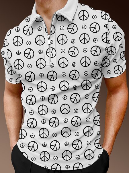 Casual Culture Collection Peace Sign Element Lapel Short Sleeve Polo Print Top, Gray, Men's t-shirts
Casual Culture Collection Peace Sign Element Lapel Short Sleeve Polo Print Top, Gray, Men's t-shirts