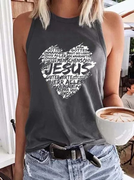Jusus Casual Crew Neck Knit Tank, Deep gray, Tanks & Camis