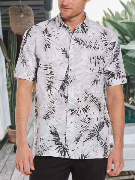 Men's Cotton Linen Style Palm Leaf Graphic Print Short Sleeve Shirt, White, Shirts & Blouse
Men's Cotton Linen Style Palm Leaf Graphic Print Short Sleeve Shirt, White, Shirts & Blouse