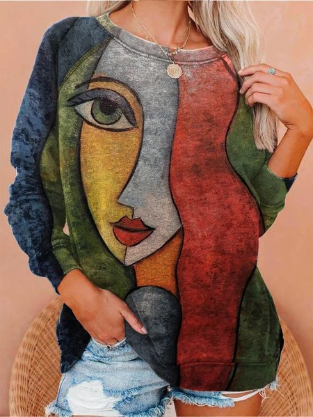 Striped Crew Neck Casual Long Sleeve Sweatshirt, Multicolor, Long sleeve tops
Striped Crew Neck Casual Long Sleeve Sweatshirt, Multicolor, Long sleeve tops