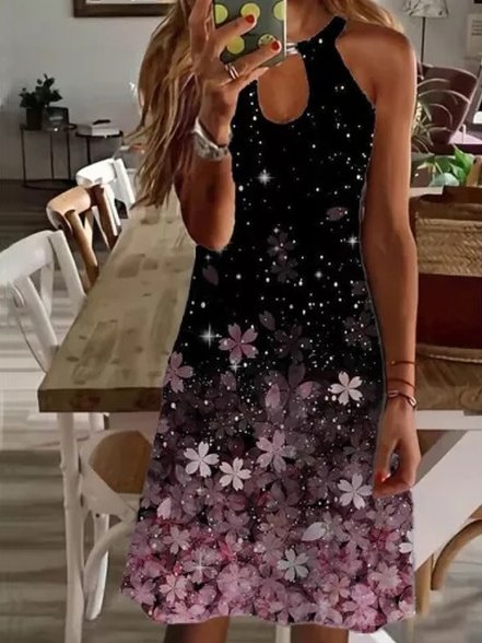 Loosen Vacation Sleeveless Knitting Dresses, Black, Dresses