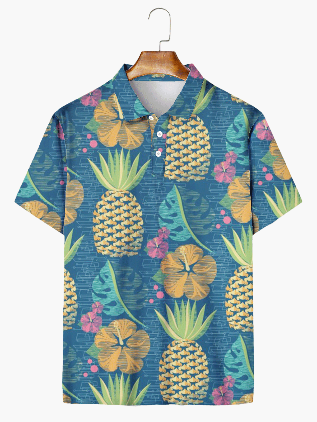 Holiday Style Hawaiian Series Fruit Pineapple Element Moisture Wicking Lapel Short-Sleeved Polo Print Top, Blue, Men's t-shirts
Holiday Style Hawaiian Series Fruit Pineapple Element Moisture Wicking Lapel Short-Sleeved Polo Print Top, Blue, Men's t-shirts