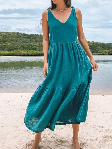 Plain Cotton Blends Regular Fit Casual Short Sleeve Woven Dress, Blue, Dresses
Plain Cotton Blends Regular Fit Casual Short Sleeve Woven Dress, Blue, Dresses