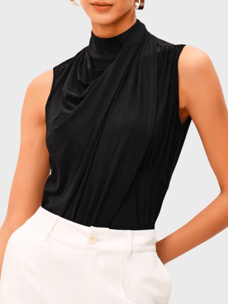 Summer Lightweight Plain Stand Collar Regular Fit Short Sleeve Sleeveless Tops, Black, Tanks and Camis
Summer Lightweight Plain Stand Collar Regular Fit Short Sleeve Sleeveless Tops, Black, Tanks and Camis