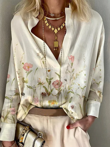Floral Print Casual Stand Collar V-neck Long-sleeve Blouse Top, Apricot, Shirts & Blouses
Floral Print Casual Stand Collar V-neck Long-sleeve Blouse Top, Apricot, Shirts & Blouses