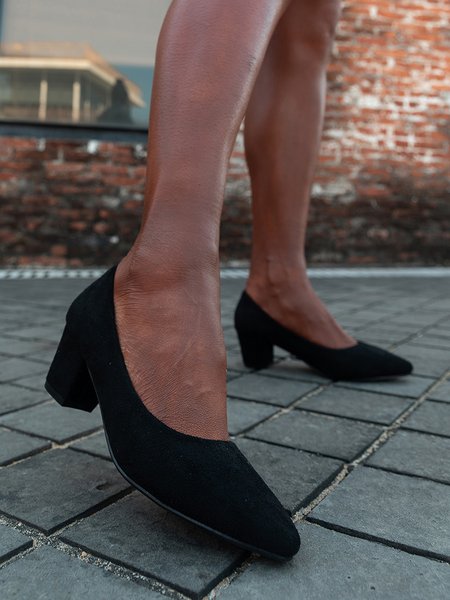 Women's Sexy Black Suede High Heels, Heels