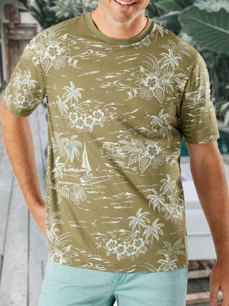 Men's Casual Loose Coconut Floral Print Short Sleeve T-Shirt, Lightgreen, T-Shirts
Men's Casual Loose Coconut Floral Print Short Sleeve T-Shirt, Lightgreen, T-Shirts