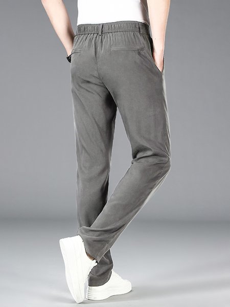 Men's Wrinkle Resistant Elastic Waist Casual Pants, Gray, Pants