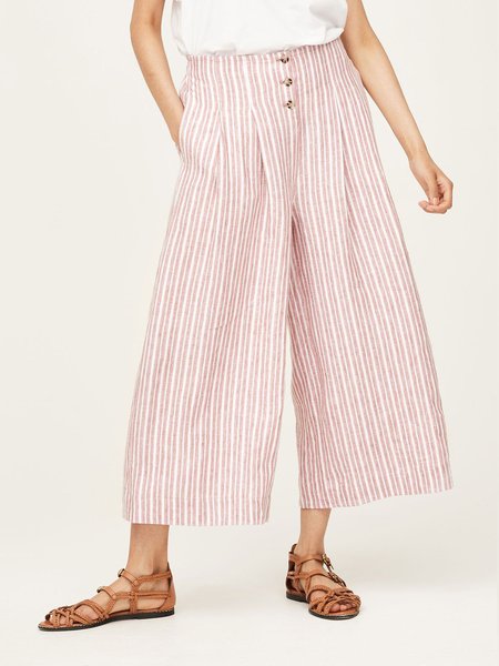 Daily Casual Striped Wide Leg Pants, Pink, Wide Leg Pants