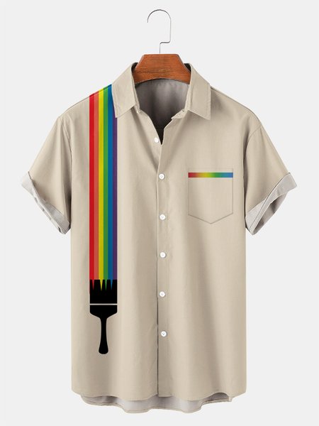 Rainbow Graphic Men's Casual Chest Pocket Short Sleeve Shirt, Beige, Men's Floral shirt
Rainbow Graphic Men's Casual Chest Pocket Short Sleeve Shirt, Beige, Men's Floral shirt