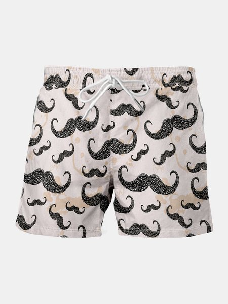Father's Day Graphic Men's Casual Beach Shorts, White, Men's shorts