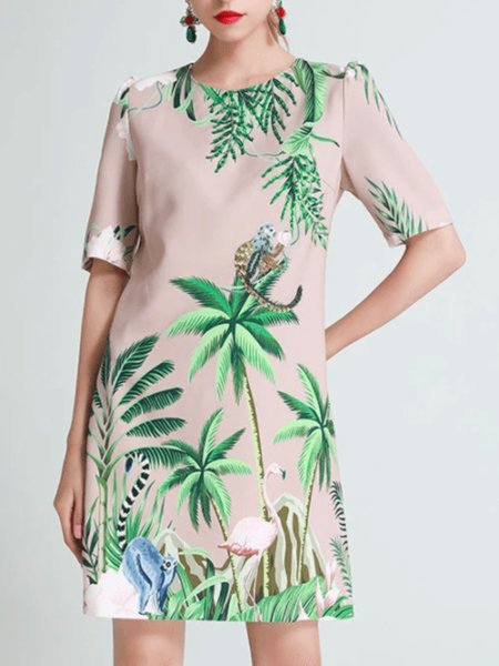 Summer Crew Neck Lightweight A-line Plants Short Sleeve Woven Dress, Dusty pink, Mini Dresses
Summer Crew Neck Lightweight A-line Plants Short Sleeve Woven Dress, Dusty pink, Mini Dresses