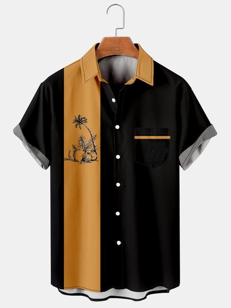Mens Coconut Tree Print Casual Breathable Bowling Short Sleeve Shirt, Black, Men's Floral shirt
Mens Coconut Tree Print Casual Breathable Bowling Short Sleeve Shirt, Black, Men's Floral shirt