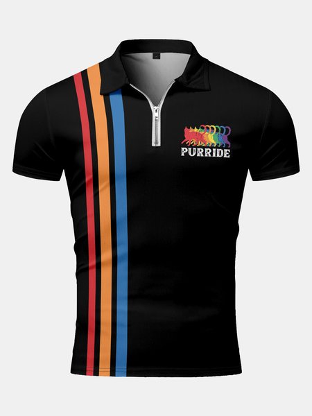 Casual Festive Striped Rainbow Gradient Lapel Short Sleeve Polo Print Top, Black, Men's t-shirts
Casual Festive Striped Rainbow Gradient Lapel Short Sleeve Polo Print Top, Black, Men's t-shirts