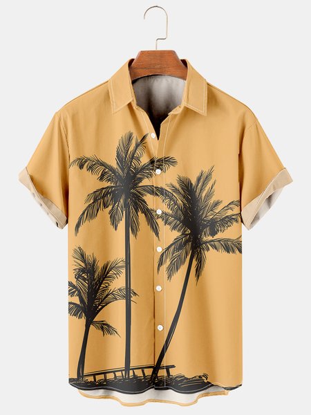 Mens Coconut Tree Print Casual Breathable Short Sleeve Shirt, Yellow, Men's Floral shirt
Mens Coconut Tree Print Casual Breathable Short Sleeve Shirt, Yellow, Men's Floral shirt